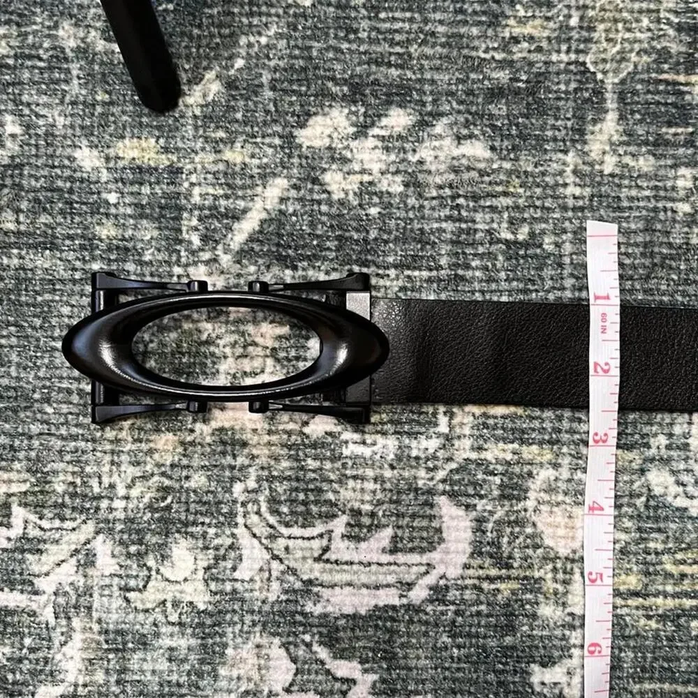 Vintage Y2K Oakley Black Leather Belt Ellipse Logo Size M